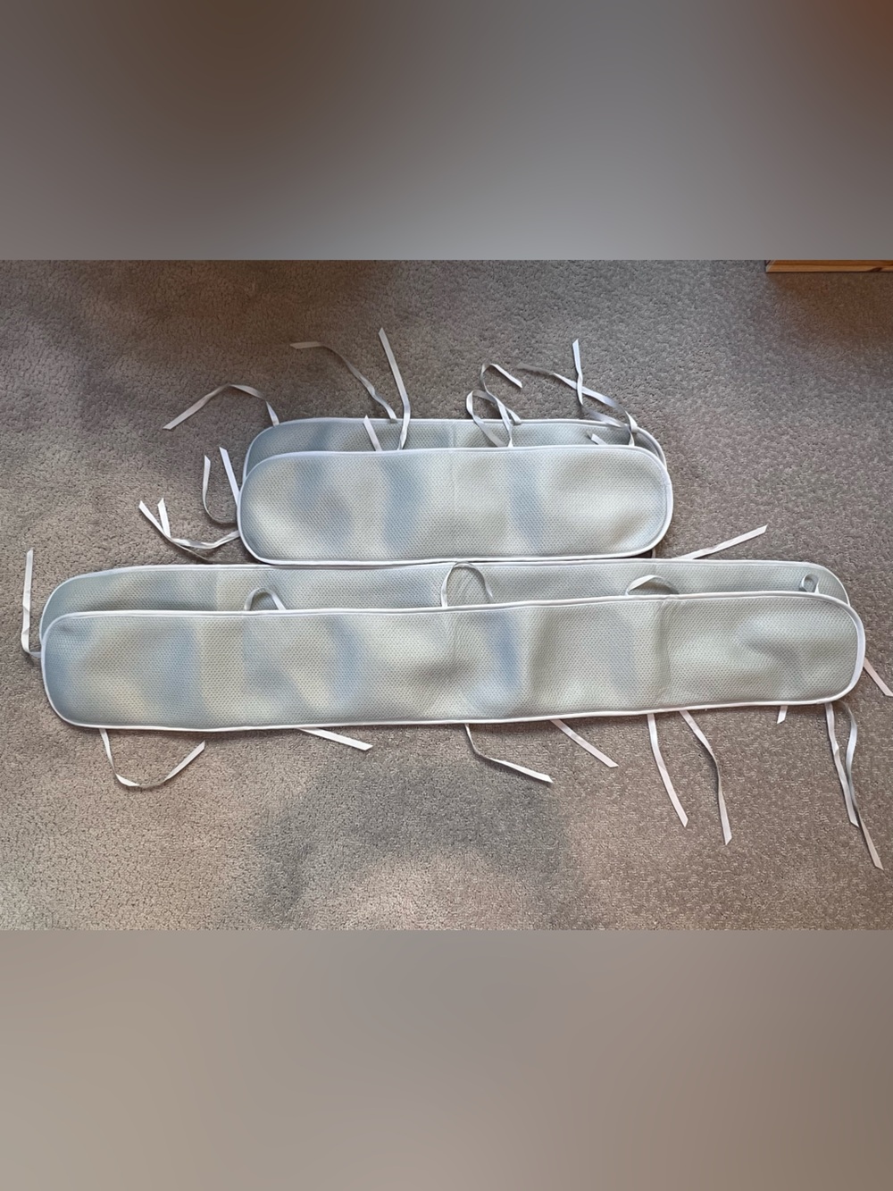 Set of 4 Gray Crib/Bumper/rail Pads with Ties